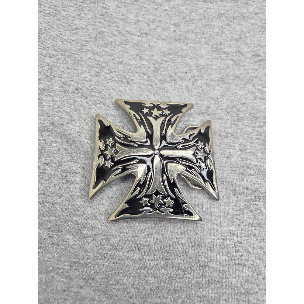 Large Maltese Irish Celtic Black Enamel Cross Belt Buckle